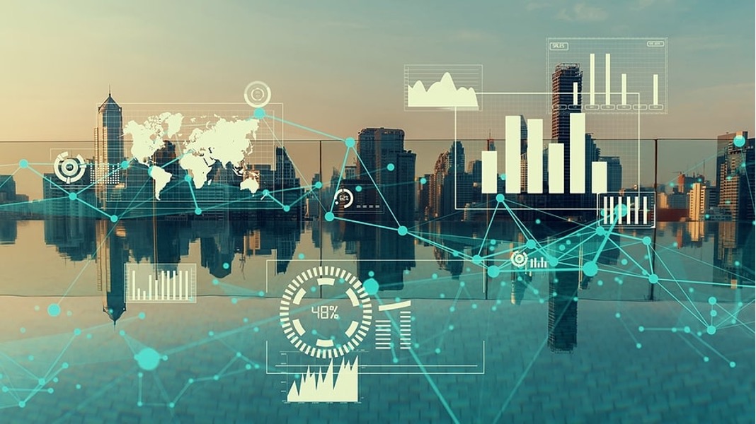 Visual of a smart city showing interconnectedness